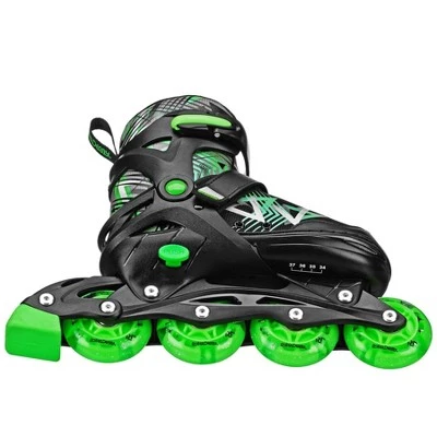 Roller Derby Stryde Lighted Boys' Adjustable Inline Skate - Black/Green (2-5) 2 Roller Derby Stryde Lighted Boys' Adjustable Inline Skate - Black/Green (2-5) - Image 2