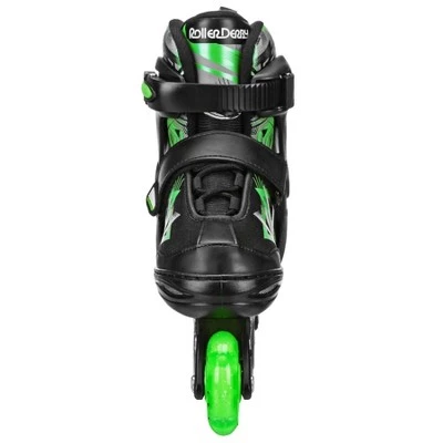 Roller Derby Stryde Lighted Boys' Adjustable Inline Skate - Black/Green (2-5) 4 Roller Derby Stryde Lighted Boys' Adjustable Inline Skate - Black/Green (2-5) - Image 4