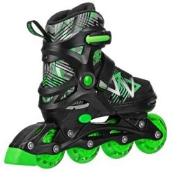 Roller Derby Stryde Lighted Boy's Adjustable Inline Skate - Black/Green (11-1)
