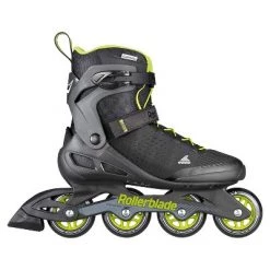 Rollerblade 079670001A1-6 Men's Adult Fitness Zetrablade Elite Performance Adjustable Secure Fit Inline Skates, Size 6, Black and Lime Green
