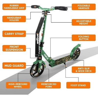 Hurtle Renegade Lightweight Foldable Teen and Adult Adjustable Ride On 2 Wheel Transportation Commuter Kick Scooter, Camouflage 2 Hurtle Renegade Lightweight Foldable Teen and Adult Adjustable Ride On 2 Wheel Transportation Commuter Kick Scooter, Camouflage - Image 2