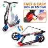 Hurtle Renegade Lightweight Foldable Teen and Adult Adjustable Ride On 2 Wheel Transportation Commuter Kick Scooter w/ Adjustable Handlebar, Graffiti