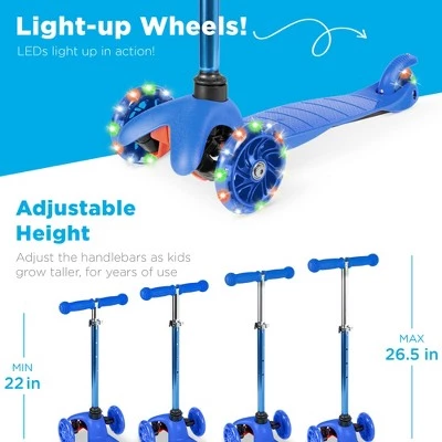 Best Choice Products Kids Mini Kick Scooter Toy w/ Light-Up Wheels and Height Adjustable T-Bar 1 Best Choice Products Kids Mini Kick Scooter Toy w/ Light-Up Wheels and Height Adjustable T-Bar