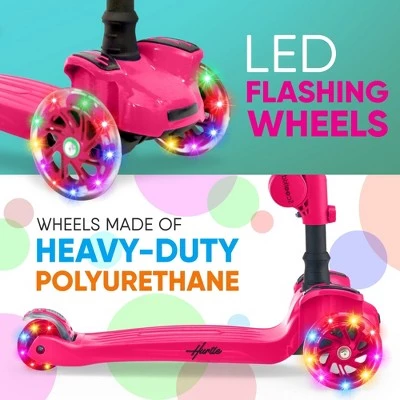 Hurtle ScootKid 3 Wheel Toddler Child Mini Ride On Toy Tricycle Scooter with Adjustable Handlebar, Foldable Seat, and LED Light Up Wheels, Pink 3 Hurtle ScootKid 3 Wheel Toddler Child Mini Ride On Toy Tricycle Scooter with Adjustable Handlebar, Foldable Seat, and LED Light Up Wheels, Pink - Image 3