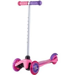 Ignight Pink/Purple 3 Wheel Kids Scooter W/ Light Up Wheels & Tbar