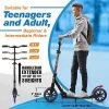 SereneLife SLTS24 Foldable Kick Scooter with 2 Big Wheels for Adults and Kids with Adjustable Grip Handlebars and Anti Slip Rubber Deck, Graffiti