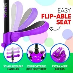 Hurtle ScootKid 3 Wheel Toddler Child Mini Ride On Toy Tricycle Scooter with Colorful LED Light Up Smooth Rolling Wheels, Purple -Riding Toys, Scooters & Hoverboards shop unnamed file 1597