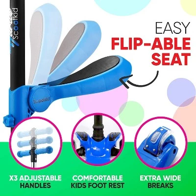 Hurtle ScootKid 3 Wheel Foldable Toddler Child Ride On Toy Scooter with 45 Pound Weight Capacity and LED Wheels, Blue and Pink (2 Pack) 3 Hurtle ScootKid 3 Wheel Foldable Toddler Child Ride On Toy Scooter with 45 Pound Weight Capacity and LED Wheels, Blue and Pink (2 Pack) - Image 3