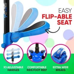 Hurtle ScootKid 3 Wheel Toddler Child Mini Ride On Toy Tricycle Scooter with Adjustable Handlebar, Foldable Seat, and LED Wheels, Blue (2 Pack) -Riding Toys, Scooters & Hoverboards shop unnamed file 1616