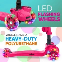Hurtle ScootKid 3 Wheel Toddler Child Mini Ride On Toy Tricycle Scooter with Adjustable Handlebar, Foldable Seat, and LED Light Up Wheels, Pink (2 Pack) -Riding Toys, Scooters & Hoverboards shop unnamed file 1632