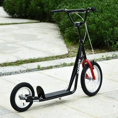 Aosom Teens Youth Kick Scooter Adjustable Handlebar Ride On Toy For 5+ w/ Front and Rear Dual Brakes Inflatable Wheels 1 Aosom Teens Youth Kick Scooter Adjustable Handlebar Ride On Toy For 5+ w/ Front and Rear Dual Brakes Inflatable Wheels