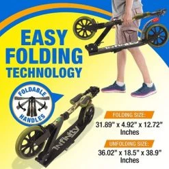 SereneLife SLTS13 Foldable Kick Scooter with 2 Large Wheels for Adults and Kids with Adjustable Grip Handlebars and Anti Slip Rubber Deck, Camo -Riding Toys, Scooters & Hoverboards shop unnamed file 1872