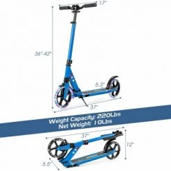 Costway Aluminum Folding Kick Scooter w/LED Wheels Shoulder Strap for Adults & Kids