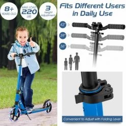 Costway Aluminum Folding Kick Scooter w/LED Wheels Shoulder Strap for Adults & Kids -Riding Toys, Scooters & Hoverboards shop unnamed file 1995