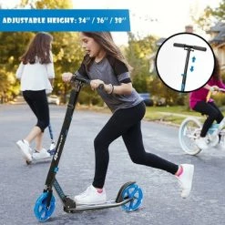 Costway Folding Sports Kick Scooter w/LED Wheels for Kids Teens Pink Blue