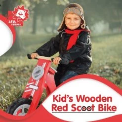 Leo & Friends Kid's' Wooden Red Scooter Bike