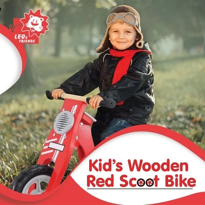Leo & Friends Kid's' Wooden Red Scooter Bike 1 Leo & Friends Kid's' Wooden Red Scooter Bike