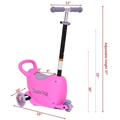 Costway Kids Scooter 3 In 1 Pink Kick Wheel Adjust Handle Bar w Storage Christmas Gift 1 Costway Kids Scooter 3 In 1 Pink Kick Wheel Adjust Handle Bar w Storage Christmas Gift