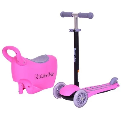 Costway Kids Scooter 3 In 1 Pink Kick Wheel Adjust Handle Bar w Storage Christmas Gift 2 Costway Kids Scooter 3 In 1 Pink Kick Wheel Adjust Handle Bar w Storage Christmas Gift - Image 2