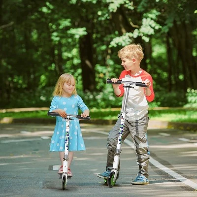 Aosom One-click Folding Kids Kick Scooter w/ Adjustable Handlebar, Push Rider with Kickstand, Dual Brake System, Durable Wheels & Sturdy Bearings, for Boys and Girls 2 Aosom One-click Folding Kids Kick Scooter w/ Adjustable Handlebar, Push Rider with Kickstand, Dual Brake System, Durable Wheels & Sturdy Bearings, for Boys and Girls - Image 2