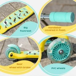 Aosom Kick Scooter for Kids, Foldable Children's Scooter with 3 Wheels, Adjustable Height, and Flashing LED for Boys and Girls -Riding Toys, Scooters & Hoverboards shop unnamed file 2085