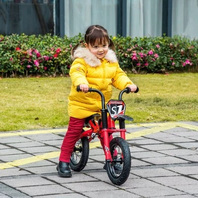 Qaba 12" Kids Balance Bike, No Pedal Training Bicycle, Motorbike Look, Steel Frame, with Inflatable Rubber Tires, Handlebar, PU Seat, for 3-6 Years Old, Red 1 Qaba 12" Kids Balance Bike, No Pedal Training Bicycle, Motorbike Look, Steel Frame, with Inflatable Rubber Tires, Handlebar, PU Seat, for 3-6 Years Old, Red