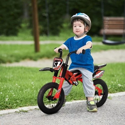 Qaba 12" Kids Balance Bike, No Pedal Training Bicycle, Motorbike Look, Steel Frame, with Inflatable Rubber Tires, Handlebar, PU Seat, for 3-6 Years Old, Red 2 Qaba 12" Kids Balance Bike, No Pedal Training Bicycle, Motorbike Look, Steel Frame, with Inflatable Rubber Tires, Handlebar, PU Seat, for 3-6 Years Old, Red - Image 2