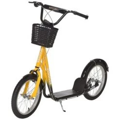 Aosom Youth Scooter, Kick Scooter with Adjustable Handlebars, Double Brakes, 16" Inflatable Rubber Tires, Basket, Cupholder, Mudguard Ages 5-12 years old -Riding Toys, Scooters & Hoverboards shop unnamed file 2126