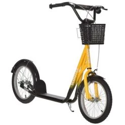 Aosom Youth Scooter, Kick Scooter with Adjustable Handlebars, Double Brakes, 16" Inflatable Rubber Tires, Basket, Cupholder, Mudguard Ages 5-12 years old -Riding Toys, Scooters & Hoverboards shop unnamed file 2129