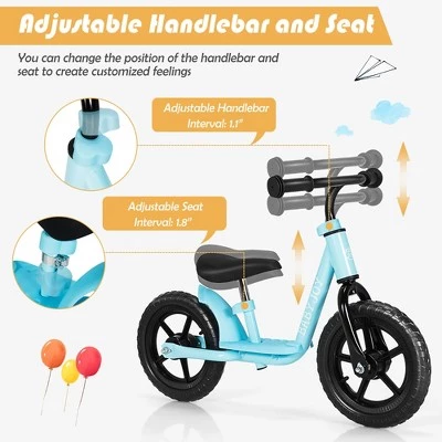 Costway Babyjoy 11'' Kids Balance Bike w/ Footrest No Pedal Toddler Training Bike WhiteBlueBlack 2 Costway Babyjoy 11'' Kids Balance Bike w/ Footrest No Pedal Toddler Training Bike WhiteBlueBlack - Image 2