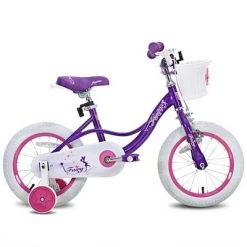 Joystar Fairy Kids Beginner Bike with Removable Training Wheels and White Handlebar Basket for Ages 2 to 4