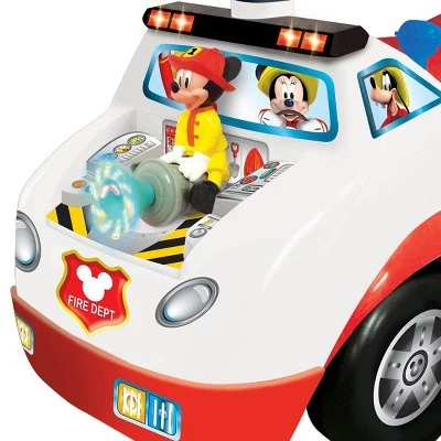 Kiddieland Disney Mickey Mouse Fire Truck Activity Interactive Ride On Car with Music, Interactive Engine Button, and Lights for Ages 12-36 Months 2 Kiddieland Disney Mickey Mouse Fire Truck Activity Interactive Ride On Car with Music, Interactive Engine Button, and Lights for Ages 12-36 Months - Image 2