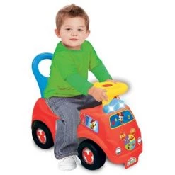 Kiddieland KDL- 050815 Light n' Sound Mickey Mouse Activity Fire Engine Kid Toy Car with Sticker Decal and Interactive Buttons for Ages 1-3 Years, Red