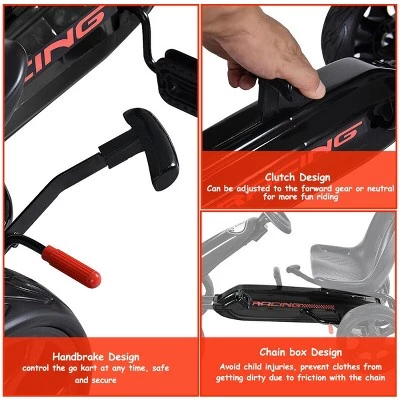 Costway Xmas Gift Go Kart Kids Ride On Car Pedal Powered Car 4 Wheel Racer Toy Stealth Outdoor 7 Costway Xmas Gift Go Kart Kids Ride On Car Pedal Powered Car 4 Wheel Racer Toy Stealth Outdoor - Image 7