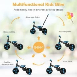 Costway 5-in-1 Kids Bicycle Foldable Toddler Balance Bike W/ Detachable Push Handle -Riding Toys, Scooters & Hoverboards shop unnamed file 370