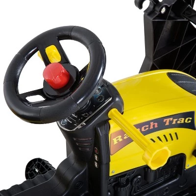 Aosom Ride-On Kids Bulldozer/Excavator Toy with Real Working Dirt Bucket Easy Pedal Controls 6 Wheels & Cargo Trailer 7 Aosom Ride-On Kids Bulldozer/Excavator Toy with Real Working Dirt Bucket Easy Pedal Controls 6 Wheels & Cargo Trailer - Image 7