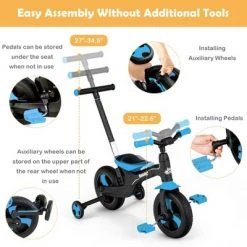 Costway 5-in-1 Kids Bicycle Foldable Toddler Balance Bike W/ Detachable Push Handle -Riding Toys, Scooters & Hoverboards shop unnamed file 372