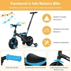 Costway 5-in-1 Kids Bicycle Foldable Toddler Balance Bike W/ Detachable Push Handle -Riding Toys, Scooters & Hoverboards shop unnamed file 374