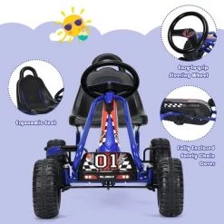Costway Kids Pedal Go Kart 4 Wheel Ride On Toys w/Adjustable Seat Handbrake Blue -Riding Toys, Scooters & Hoverboards shop unnamed file 3798