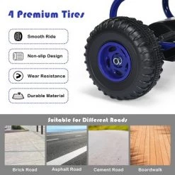 Costway Kids Pedal Go Kart 4 Wheel Ride On Toys w/Adjustable Seat Handbrake Blue -Riding Toys, Scooters & Hoverboards shop unnamed file 3799