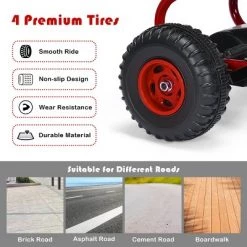 Costway Kids Pedal Go Kart 4 Wheel Ride On Toys w/ Adjustable Seat Handbrake Red -Riding Toys, Scooters & Hoverboards shop unnamed file 3840