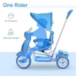 Qaba Children Ride-On Moped Tricycle with a Stylish Design & Interactive Music & Lighting Functions -Riding Toys, Scooters & Hoverboards shop unnamed file 3852