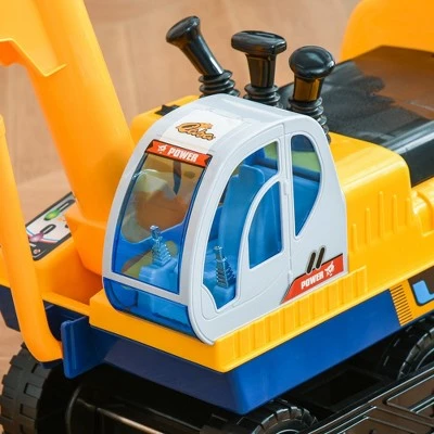 Qaba Kids Ride On Construction Excavator, Digger Scooper Tractor Toy 80° Rotation w/ Electric Controllable Digging Bucket, Safety Helmet Prentend Play for Toddler Yellow 5 Qaba Kids Ride On Construction Excavator, Digger Scooper Tractor Toy 80° Rotation w/ Electric Controllable Digging Bucket, Safety Helmet Prentend Play for Toddler Yellow - Image 5
