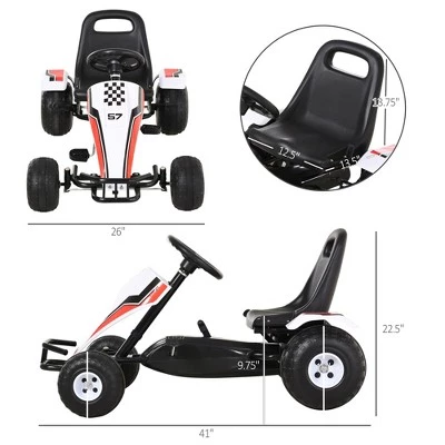 Aosom Pedal Go Kart Children Ride on Car Racing Style with Adjustable Seat Plastic Wheels Handbrake and Shift Lever 4 Aosom Pedal Go Kart Children Ride on Car Racing Style with Adjustable Seat Plastic Wheels Handbrake and Shift Lever - Image 4