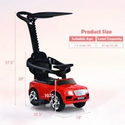 Costway 3-in-1 Licensed Bentley Kids Ride On Push Car Toddler Sliding Car w/Canopy White -Riding Toys, Scooters & Hoverboards shop unnamed file 3903