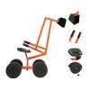 TOBBI Outdoor Heavy Duty Steel Sand Digger Ride On Construction Sandbox Scooper Toy with 110 Pound Capacity Hopper and Solid Treaded Tires, Orange