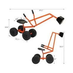 TOBBI Outdoor Heavy Duty Steel Sand Digger Ride On Construction Sandbox Scooper Toy with 110 Pound Capacity Hopper and Solid Treaded Tires, Orange -Riding Toys, Scooters & Hoverboards shop unnamed file 4012