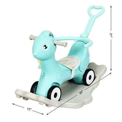 Costway Baby Rocking Horse 4 in 1 Kids Ride On Toy Push Car w/ Music Indoor Outdoor Gift 1 Costway Baby Rocking Horse 4 in 1 Kids Ride On Toy Push Car w/ Music Indoor Outdoor Gift