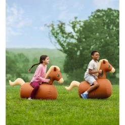 HearthSong Set of 2 Inflatable Ride-On Horses Hippity Hop Toy for Kids' Active Play