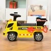 Aosom Kids Push Car Toddler Ride-on Construction Toy Cart for Age 18-36 Months with Shovel, Headlights, and Music, Yellow
